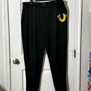 True Religion Black Joggers with Yellow Logo